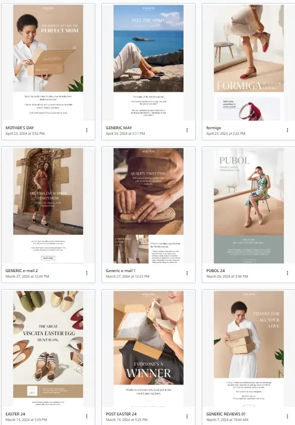 Diseños de newsletter para una marca de moda